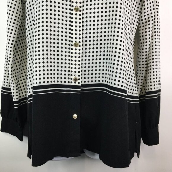 Karl Lagerfeld Polka Dot Blouse Neck Tie Top Size S - Picture 3 of 14
